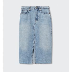 MANGO Denim Slit Midi Skirt nwt